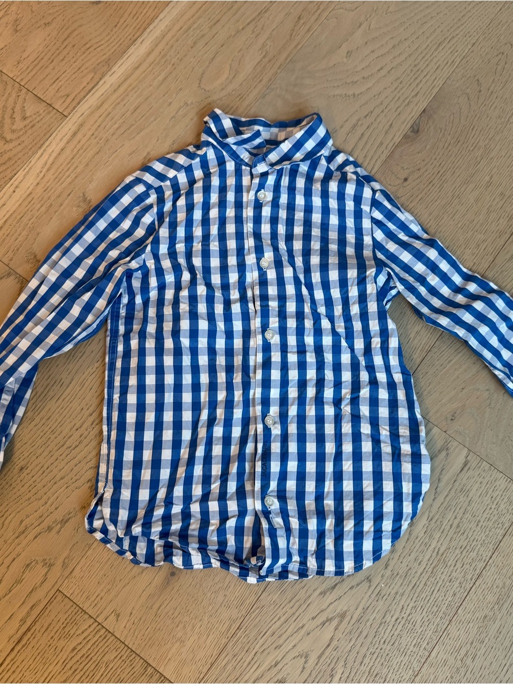 Jacadi Blue and White Gingham Button-Down Shirt sz 8